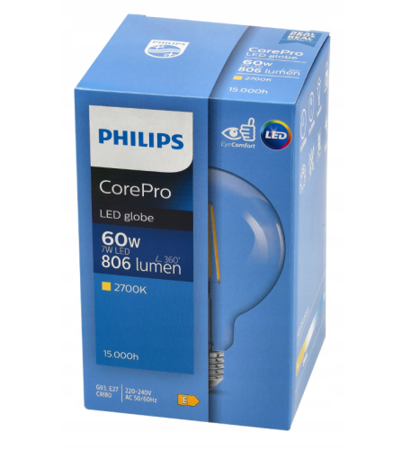 Żarówka LED E27 G93 7-60W WW 806lm CorePro 2700K