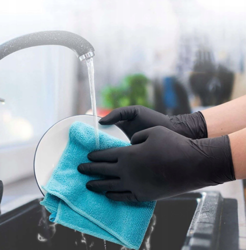 Rękawiczki Nitrylowe Ochronne Czarne Paclan Rozmiar XL 100szt Do Sprzątania