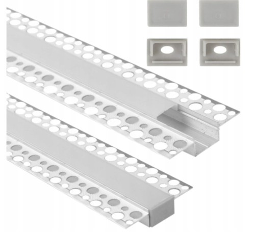 Profil Aluminiowy LED Podtynkowy Do Regips Kartongips Anodowany Zestaw 2m