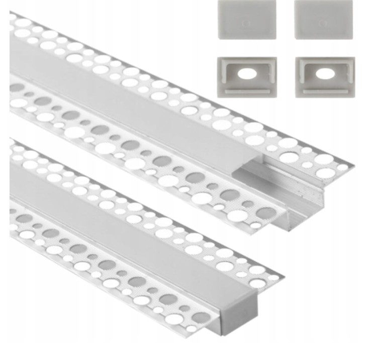 Profil Aluminiowy LED Podtynkowy Do Regips Kartongips Anodowany Zestaw 2m