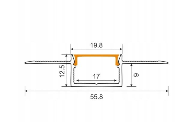 Profil Aluminiowy LED Podtynkowy Do Regips Kartongips Anodowany Zestaw 2m