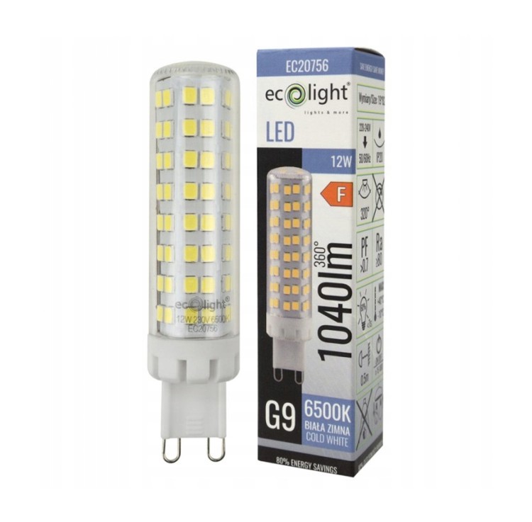 Żarówka LED G9 12W 1040lm Barwa Zimna 6500K Ecolight Energooszczędna 230V
