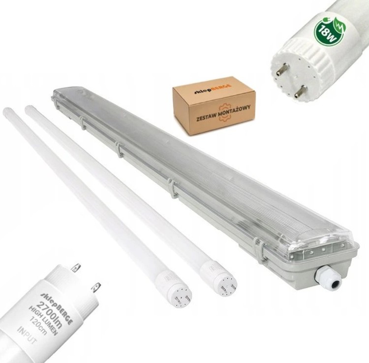Oprawa hermetyczna 120 cm + 2x świetlówki PREMIUM - zimna biel