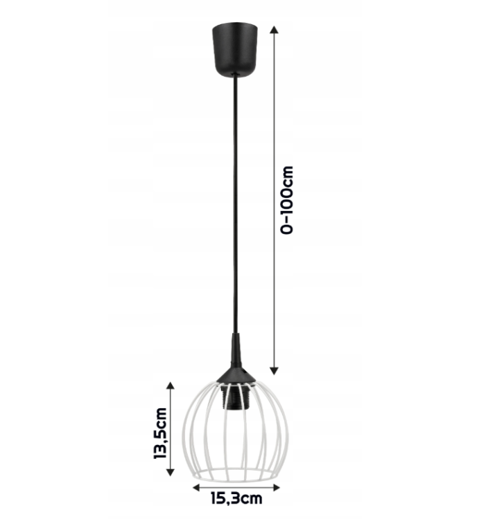 LAMPA WISZĄCA SUFITOWA ŻYRANDOL LED E27 REGULOWANA 0-100cm ALUMINIOWY KLOSZ