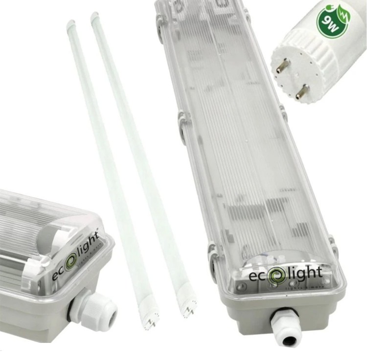 Oprawa hermetyczna LED 60 cm + 2 świetlówki LED - neutralna biel