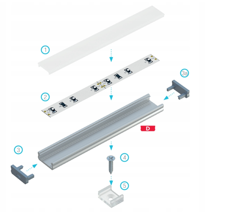 Profil LED Czarny 1m 100cm Nawierzchniowy Natynkowy Premium Typ D Lumines