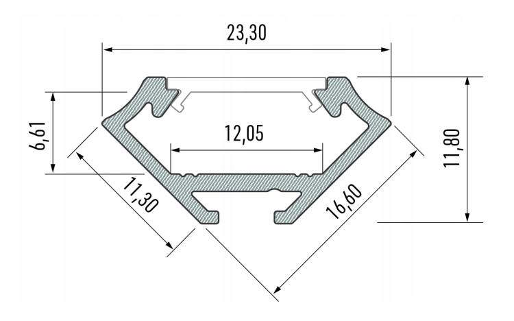 Profil LED Narożny Rogowy Czarny 1m 100cm Nawierzchniowy Premium B Lumines