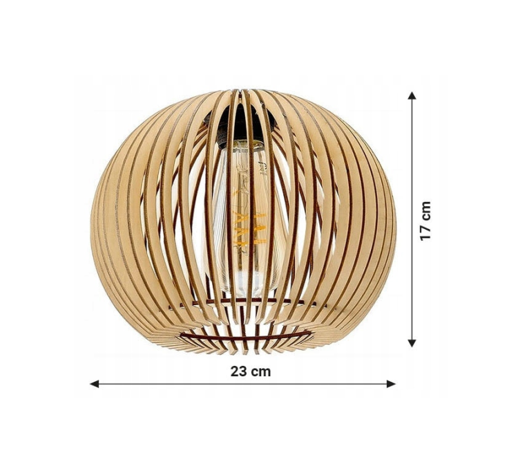 Lampa Sufitowa LOFT ZAWIJANA 2XE27 DREWNIANA