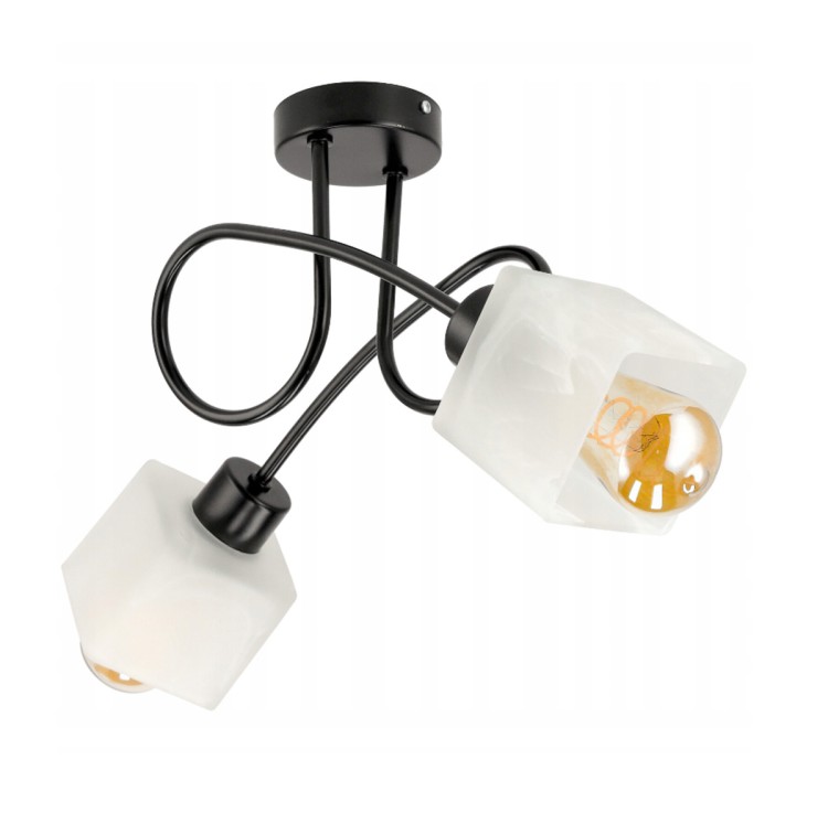 Lampa Wisząca Sufitowa LED Zawijana Loft 2xE27 Szklany Mleczny Klosz