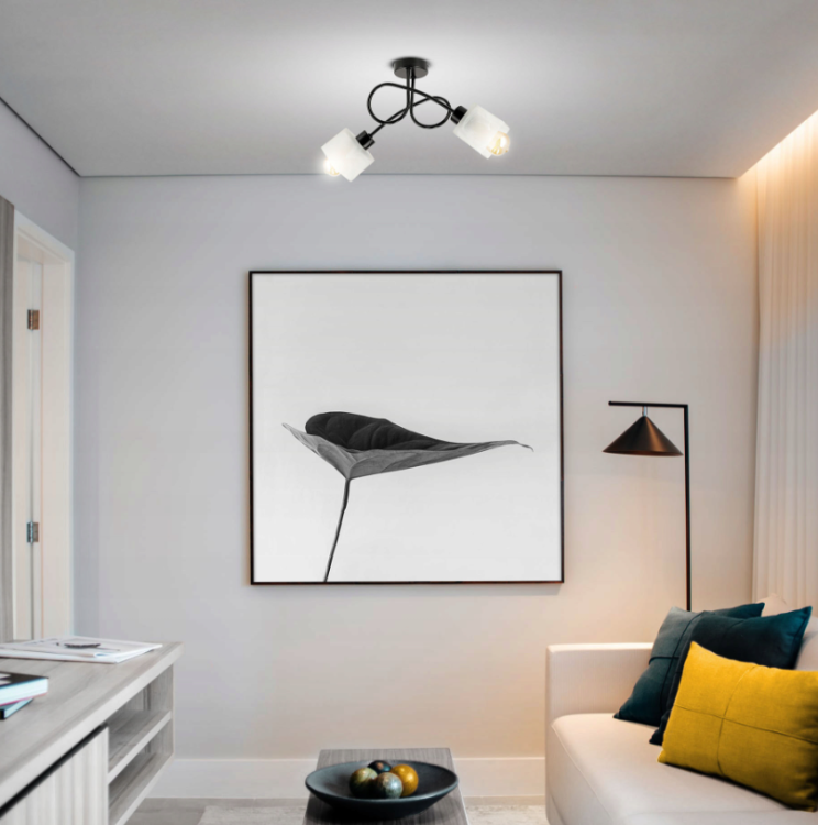 Lampa Wisząca Sufitowa LED Zawijana Loft 2xE27 Szklany Mleczny Klosz