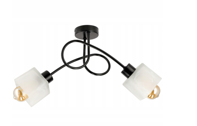 Lampa Wisząca Sufitowa LED Zawijana Loft 2xE27 Szklany Mleczny Klosz