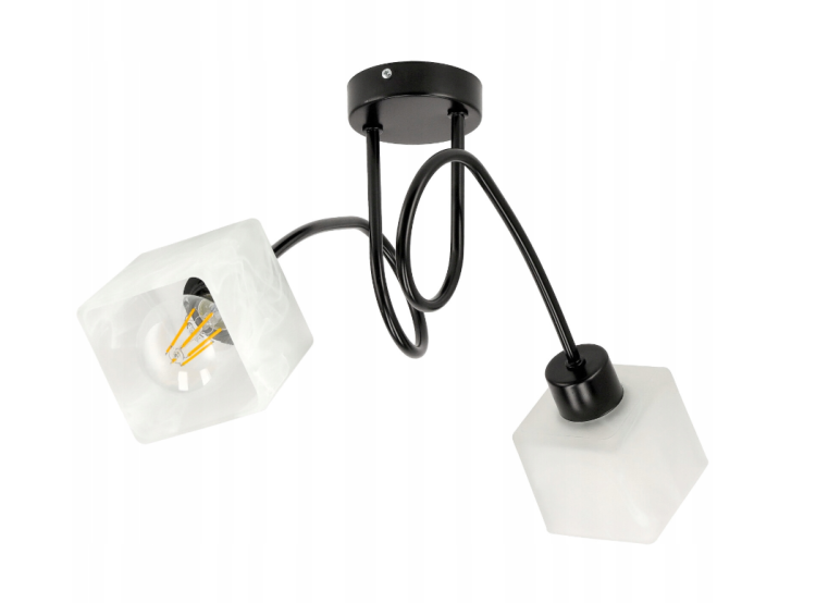 Lampa Wisząca Sufitowa LED Zawijana Loft 2xE27 Szklany Mleczny Klosz