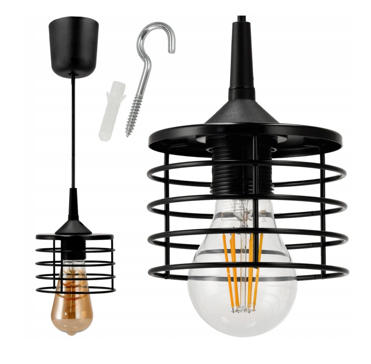 LAMPA WISZĄCA SUFITOWA ŻYRANDOL LED E27 REGULOWANA 0-100cm ALUMINIOWY KLOSZ