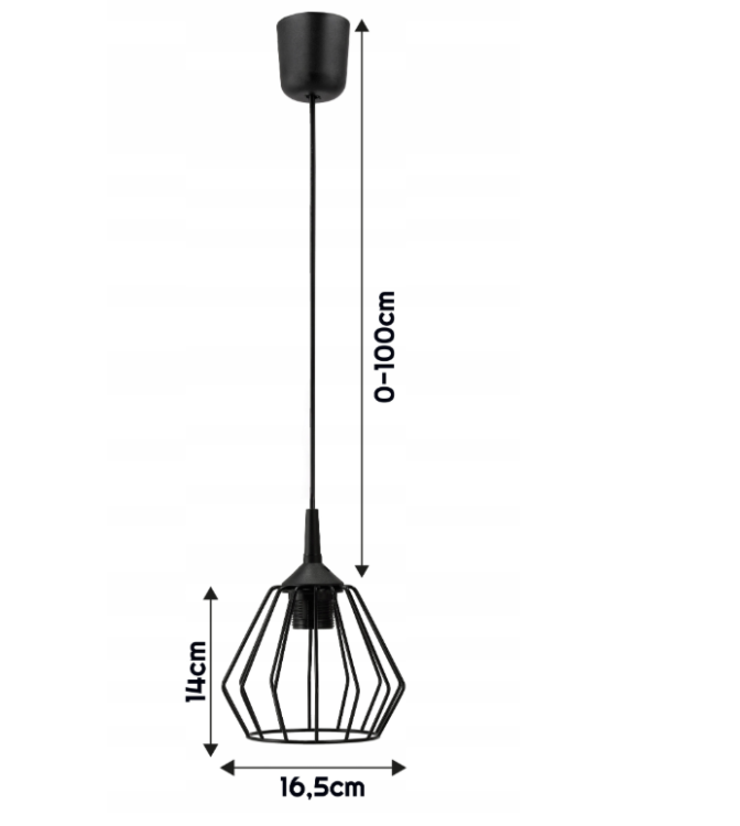 LAMPA WISZĄCA SUFITOWA ŻYRANDOL LED E27 REGULOWANA 0-100cm ALUMINIOWY KLOSZ
