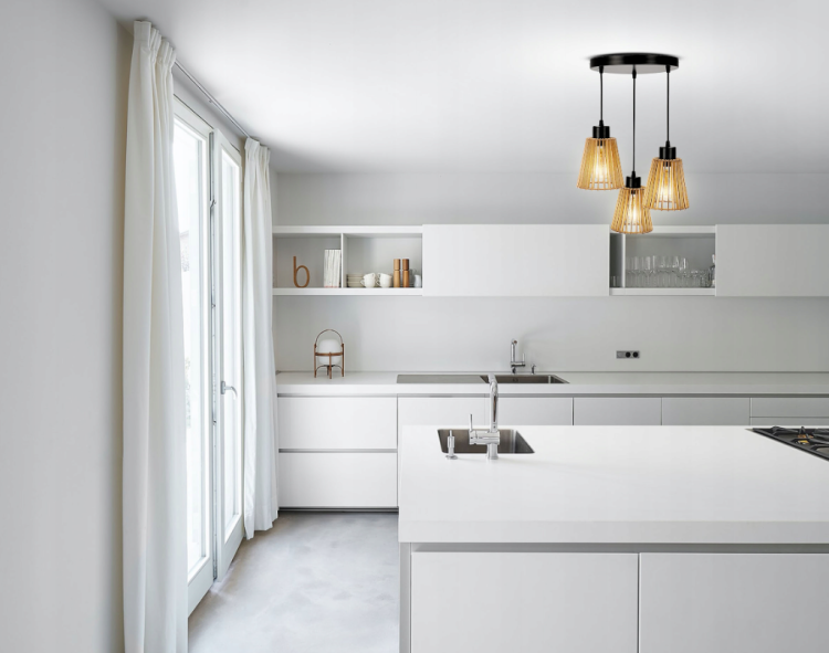 Lampa Sufitowa Wisząca Drewniana Kinkiet 3xE27 Metalowa Do Salonu Pokoju