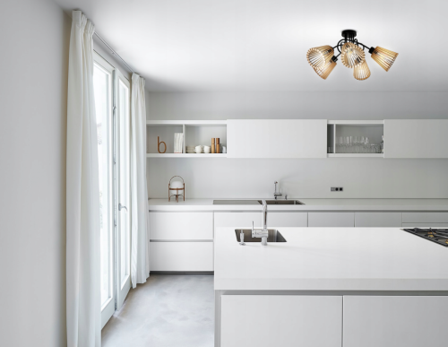 LAMPA SUFITOWA LED LOFT 5XE27 DREWNIANY Stożek