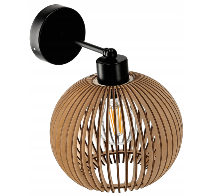 Lampa LED Żyrandol Kinkiet DO POKOJU DREWNIANY E27 Lampa Nocna Ścienna