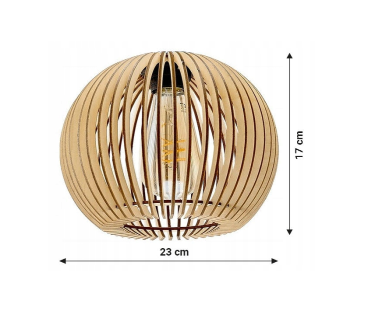 Lampa Sufitowa Kinkiet LED Drewniana Kula E27