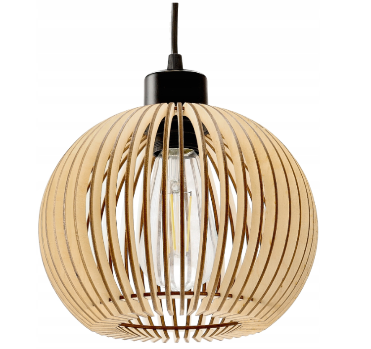 Lampa Sufitowa Wisząca Drewniana 1xE27 KULA Luca Wysoka Jakość Wykonania