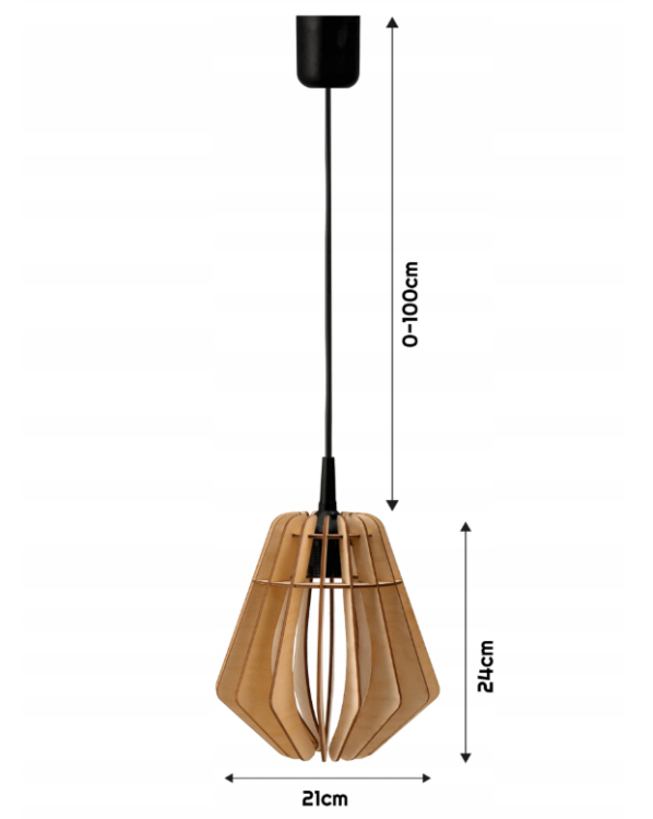 LAMPA ŻYRANDOL WISZĄCA SUFITOWA DREWNIANA LED Regulowana Wysoka Jakość E27