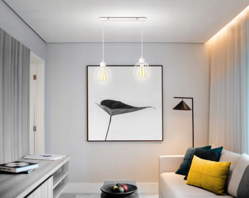 Lampa LED SUFITOWA WISZĄCA REGULOWANA KULA BIAŁA