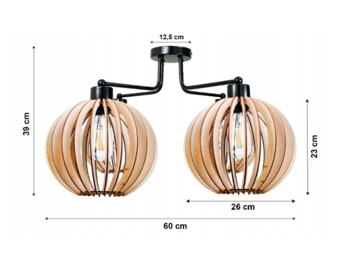 Lampa wisząca DRON 4xE27 - DREWNIANA KULA