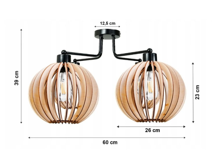 Lampa wisząca DRON 4xE27 - DREWNIANA KULA