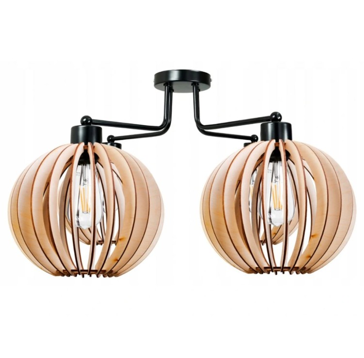 Lampa wisząca DRON 4xE27 - DREWNIANA KULA