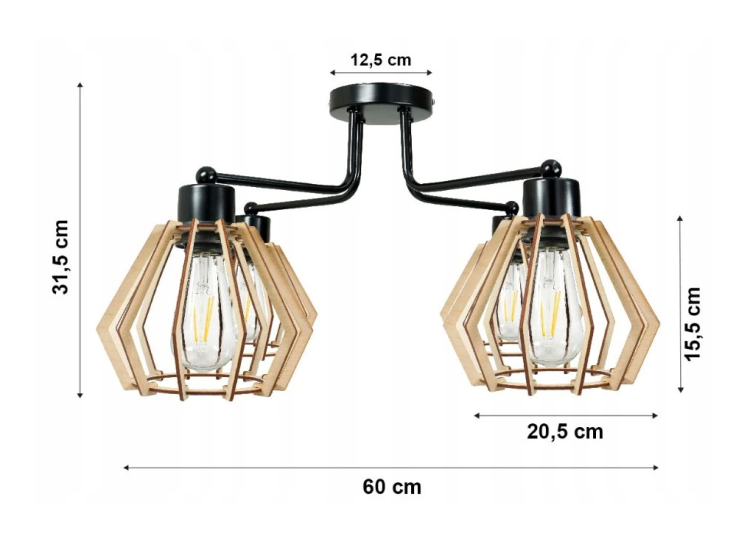 Lampa wisząca DRON 4xE27 WOOD DIAMOND