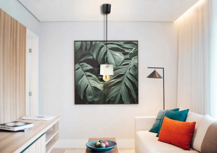 LAMPA WISZĄCA SUFITOWA ŻYRANDOL 100cm 1xE27 KLOSZ Szklany Kostka Biała