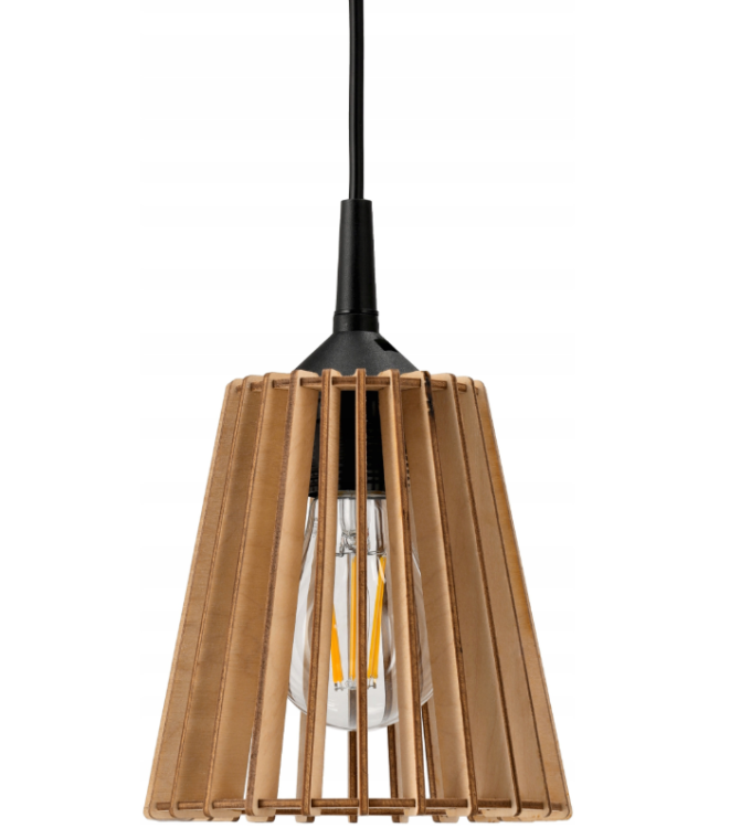 LAMPA WISZĄCA SUFITOWA DREWNIANA LED Z Długim Regulowanym Kablem + ZACZEP