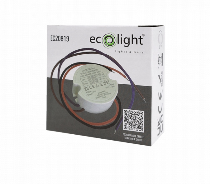 Zasilacz LED Do Puszki 30W Wodoodporny IP67 2.5A Transformator Dopuszkowy