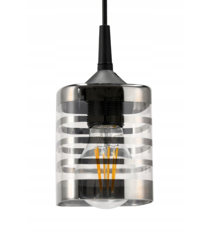 LAMPA WISZĄCA SUFITOWA ŻYRANDOL LED E27 REGULOWANA 0-100cm SZKLANY KLOSZ