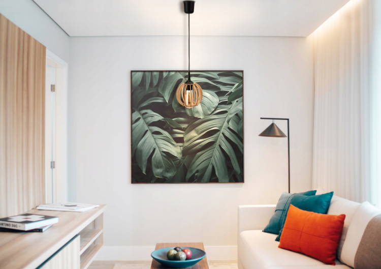 LAMPA SUFITOWA WISZĄCA DREWNIANA LED E27 + ZACZEP + Możliwa Regulacja