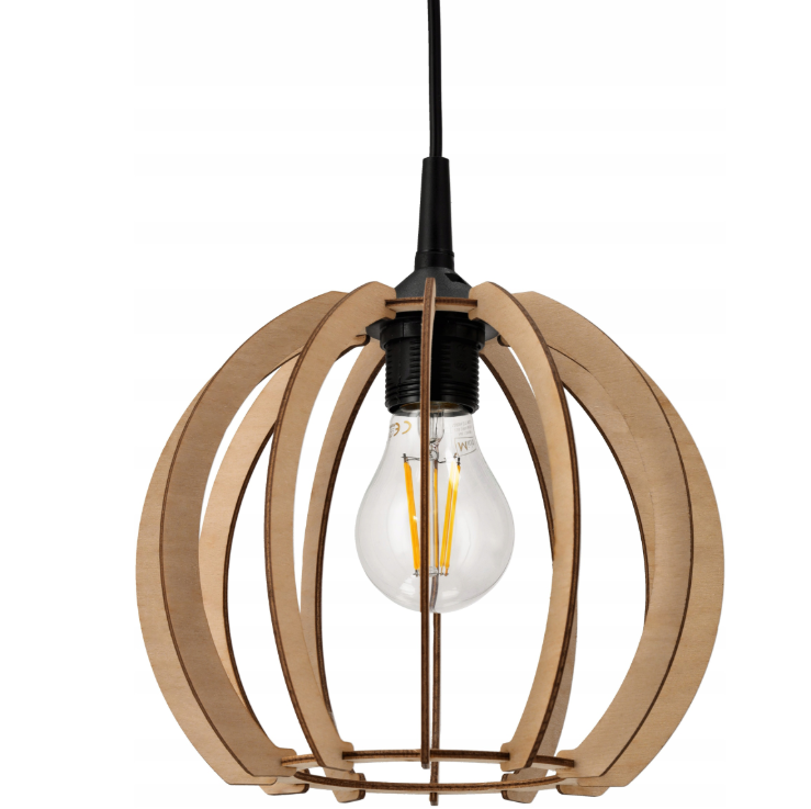 LAMPA WISZĄCA DREWNIANA SUFITOWA 1xE27 LED + ZACZEP Wysoka Jakość
