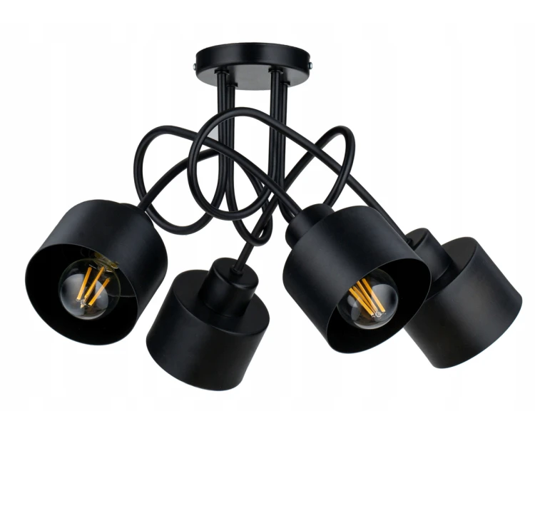 LAMPA WISZĄCA SUFITOWA LOFT 4x KUBEK CZARNY