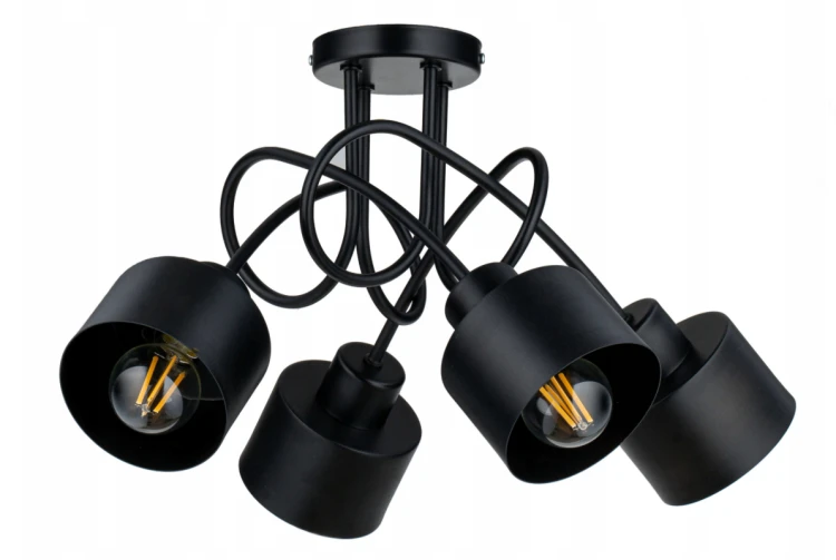 LAMPA WISZĄCA SUFITOWA LOFT 4x KUBEK CZARNY