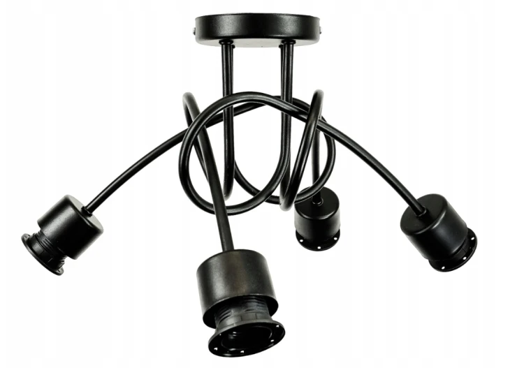 LAMPA WISZĄCA SUFITOWA LOFT 4x CZARNA SPRĘŻYNA