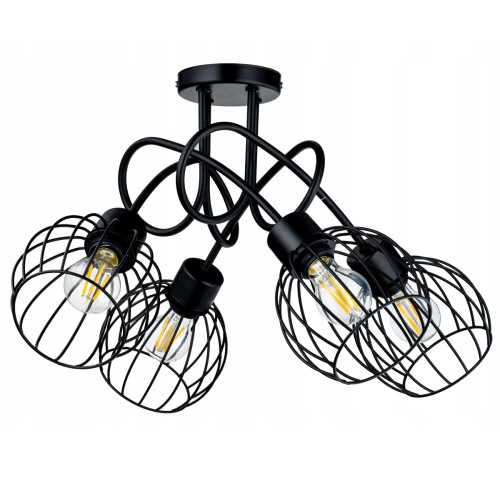 LAMPA WISZĄCA SUFITOWA LOFT 4x KULA DRUCIANA