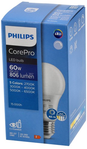 Żarówka LED E27 Ściemnialna 8W = 60W 806lm A60 5CCT Philips 2700K - 6500K