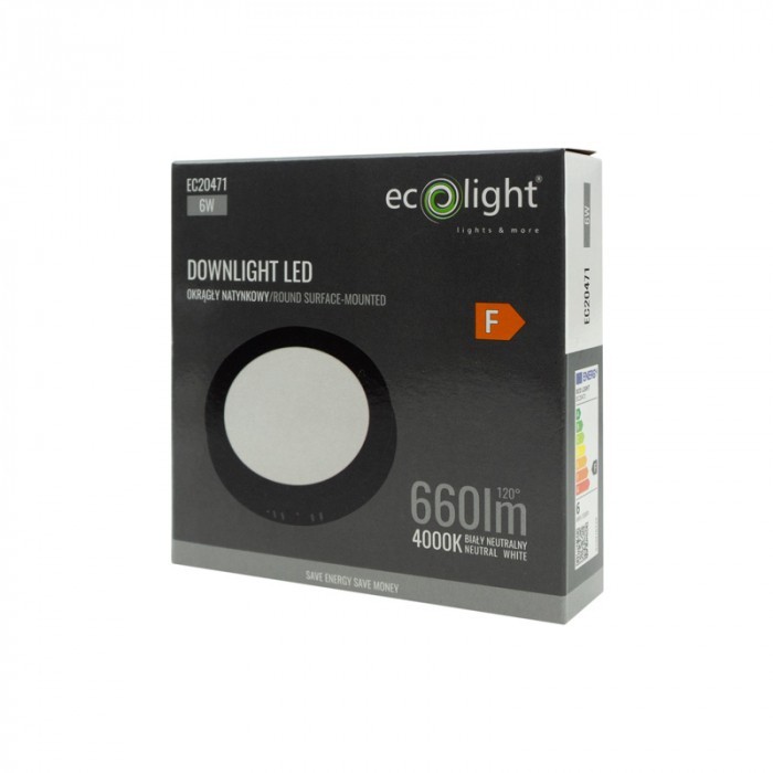 PANEL Plafon Sufitowy LED NATYNKOWY Okrąg 6W 660lm Nie mruga CZARNY 4000K