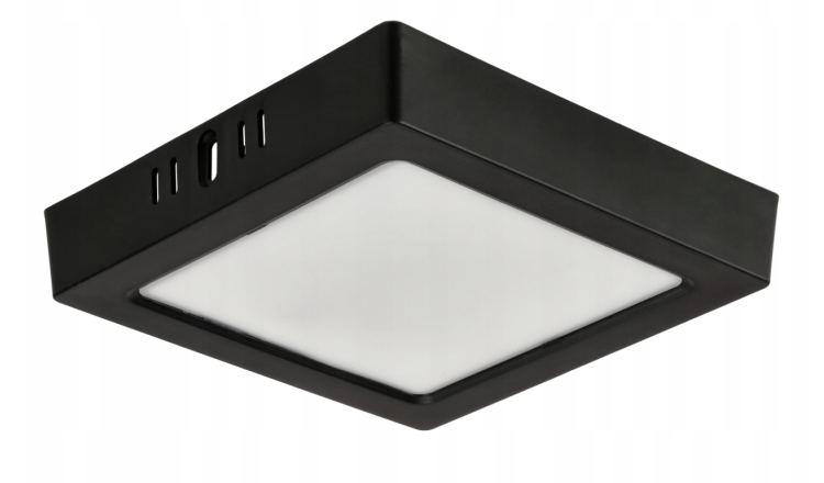 PANEL Plafon Sufitowy LED NATYNKOWY KWADRAT 12W 1200lm Nie mruga CZARNY