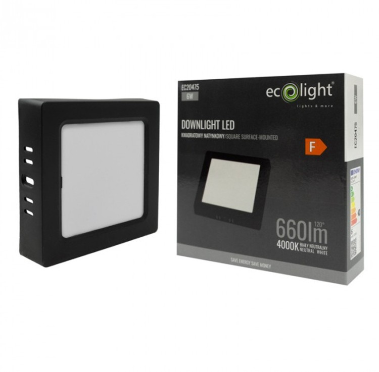 Panel LED N/T S 6W 660lm NW Czarny 4000K