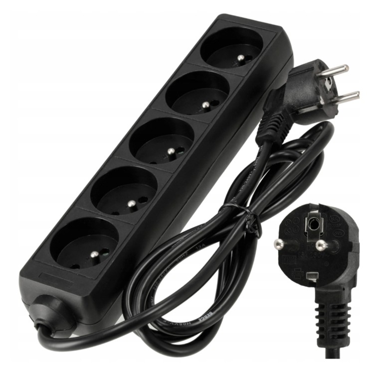 Przedłużacz Listwa Zasilająca 5 Gniazd 1,5m 13A 3000W 3*1,0mm2 Bezpieczny