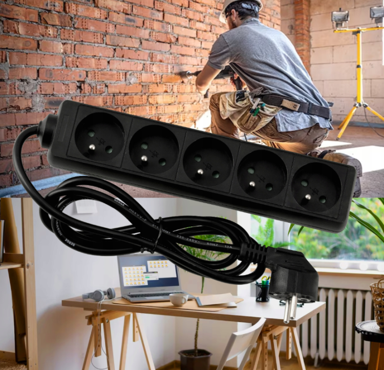 Przedłużacz Listwa Zasilająca 5 Gniazd 1,5m 13A 3000W 3*1,0mm2 Bezpieczny