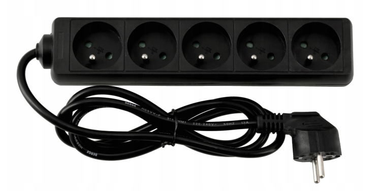 Przedłużacz Listwa Zasilająca 5 Gniazd 1,5m 13A 3000W 3*1,0mm2 Bezpieczny