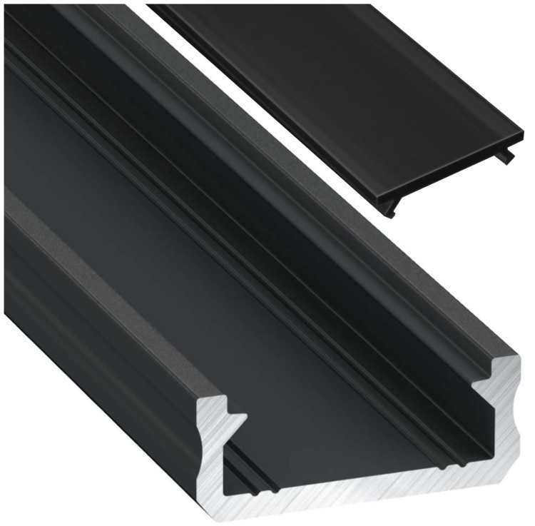 Profil LED Czarny 3m 300cm Nawierzchniowy Natynkowy Premium Typ D Lumines