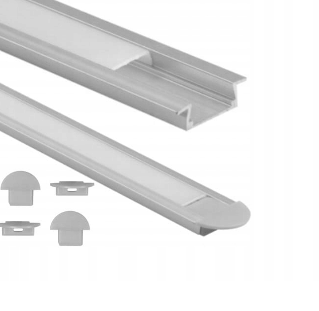 Profil Aluminiowy Wpuszczany Podtynkowy LED Anodowany 2m Zestaw Z Kloszem