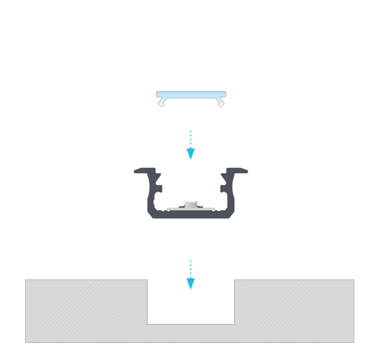 Profil LED LUMINES typ B srebrny anodowany wpuszczany 3m