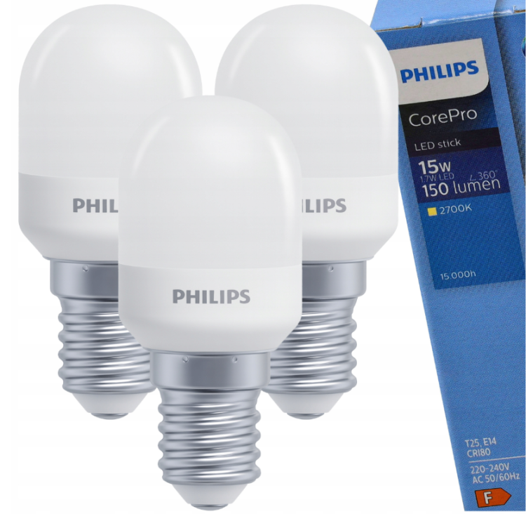 ZESTAW 3x Żarówka LED E14 1,7W = 15W 150lm T25 2700K Ciepła Do Lamp Lodówki AGD